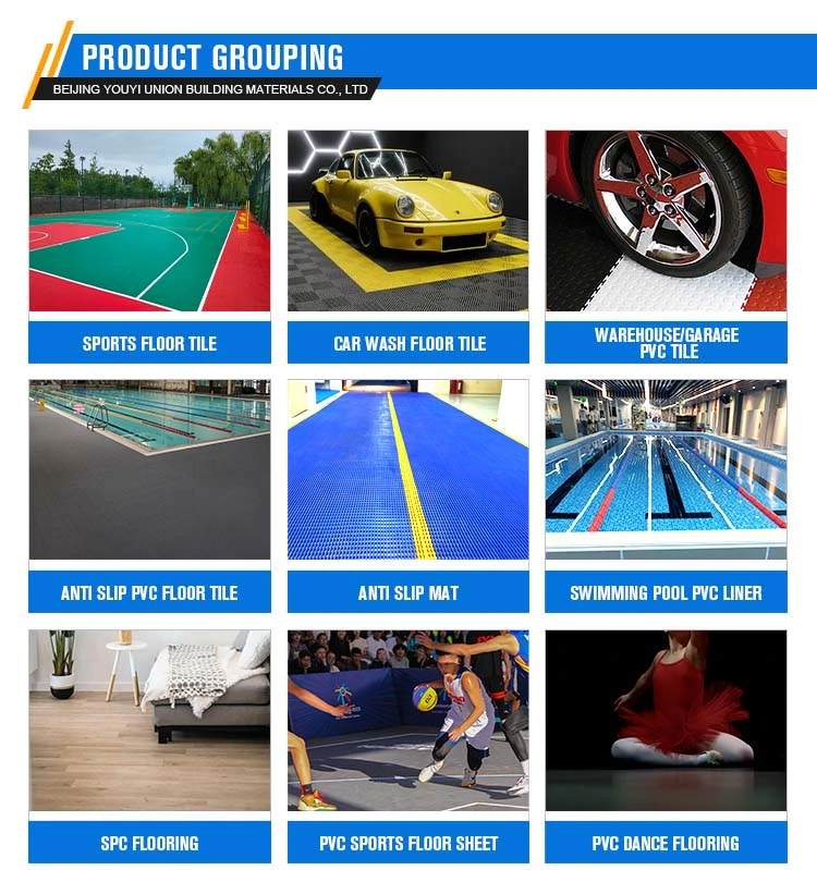 Flexible PVC Anti Slip Mats Modular Interlocking Industrial Anti Fatigue Anti Microbial Bathroom Pool Flooring