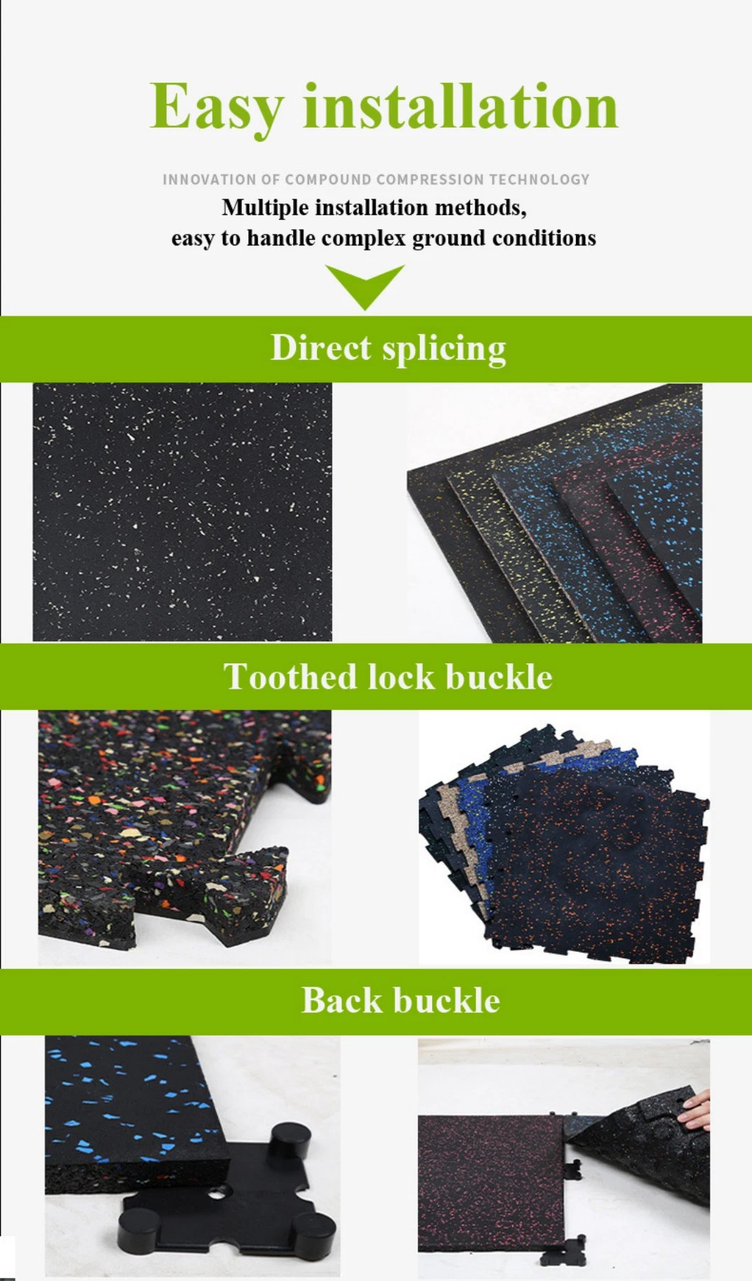 EPDM Speckled Indoor Kindergarten Puzzle Tiles Rubber Flooring Mat