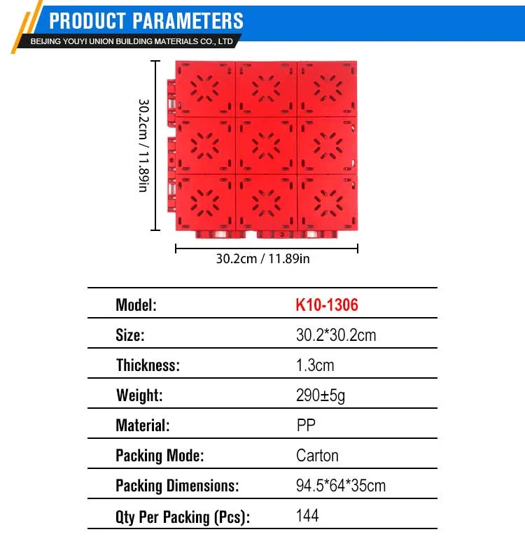 High-Safety Interlocking Tiles for Sports Venues and Children&rsquor; S Areas - Easy Clean Round Arc Perforations