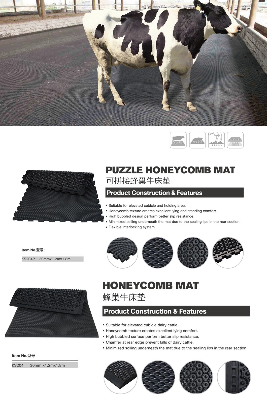 China Wholesale 30mm Non-Slip Cow Horse Stable Stall Rubber Mats