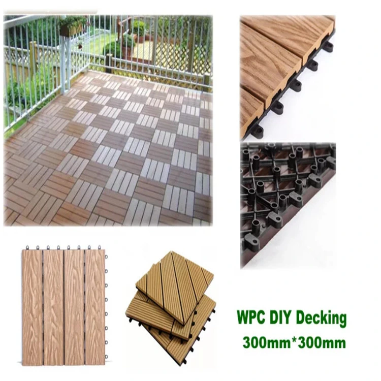 Outdoor WPC Decking Floor DIY Square Board Wood Plastic Interlocking Tiles