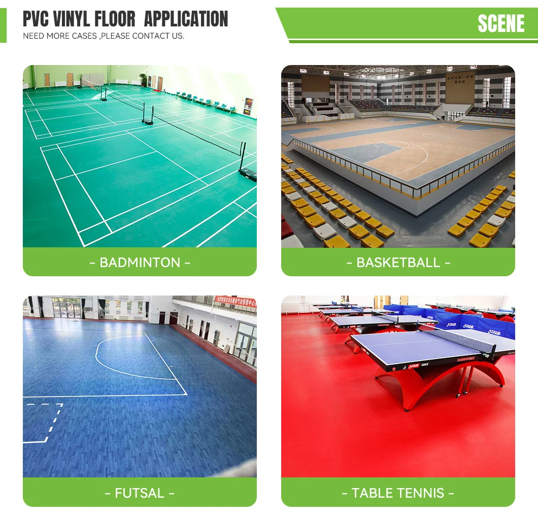 Vinyl Flooring with Pad Smooth Planks Pickelball Court Floor Cloth Wood Waterproof 8 mm