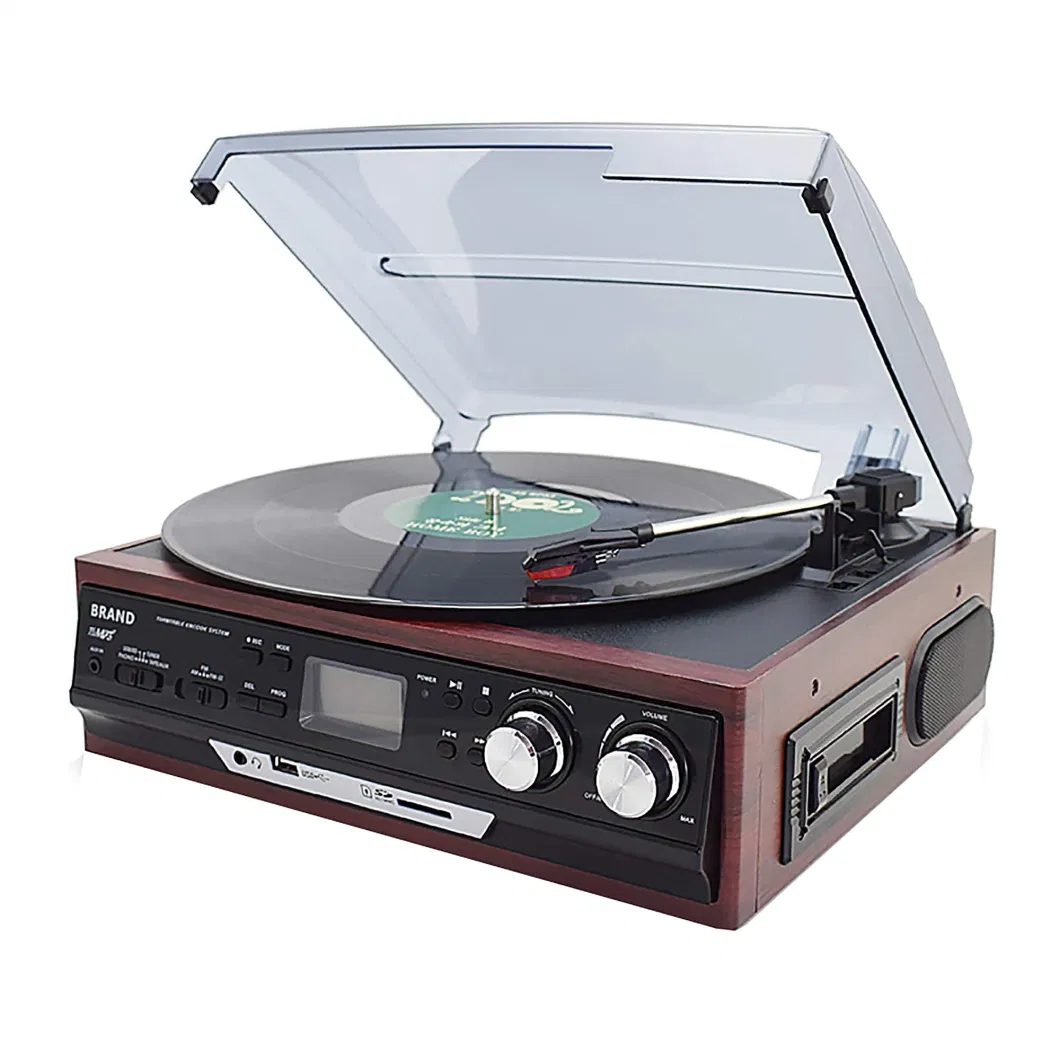 45 Rpm SD USB Vinyl Turntable Phonograph Player Stereo Cassette Tape Player