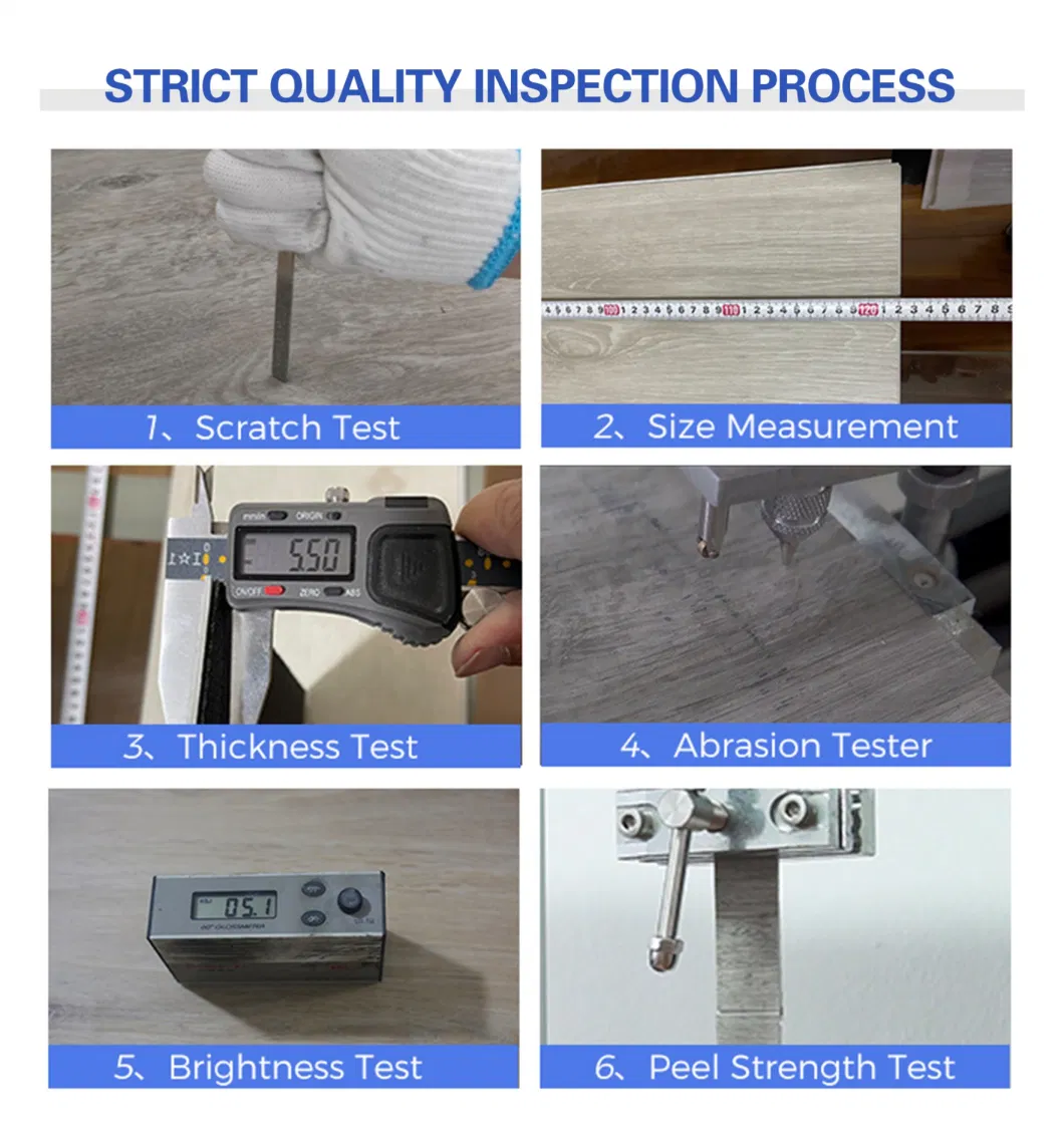 China Manufacturer 4mm 5mm 6mm 7mm 8mm Waterproof Rigid Core PVC Plastic Click Lock Spc Vinyl Flooring Plank with IXPE Underlayment