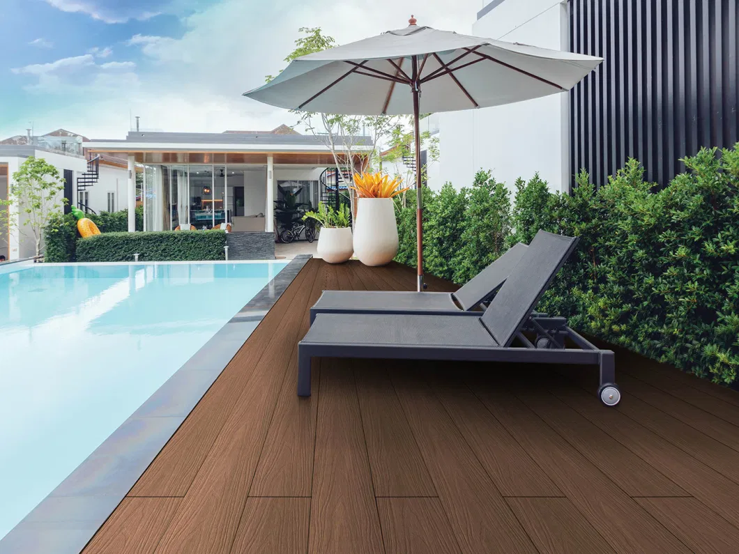 Consmos Outdoor Flooring Wood Plastic Material Stone Composite Board Timber Decking Patio Tiles165*25mm