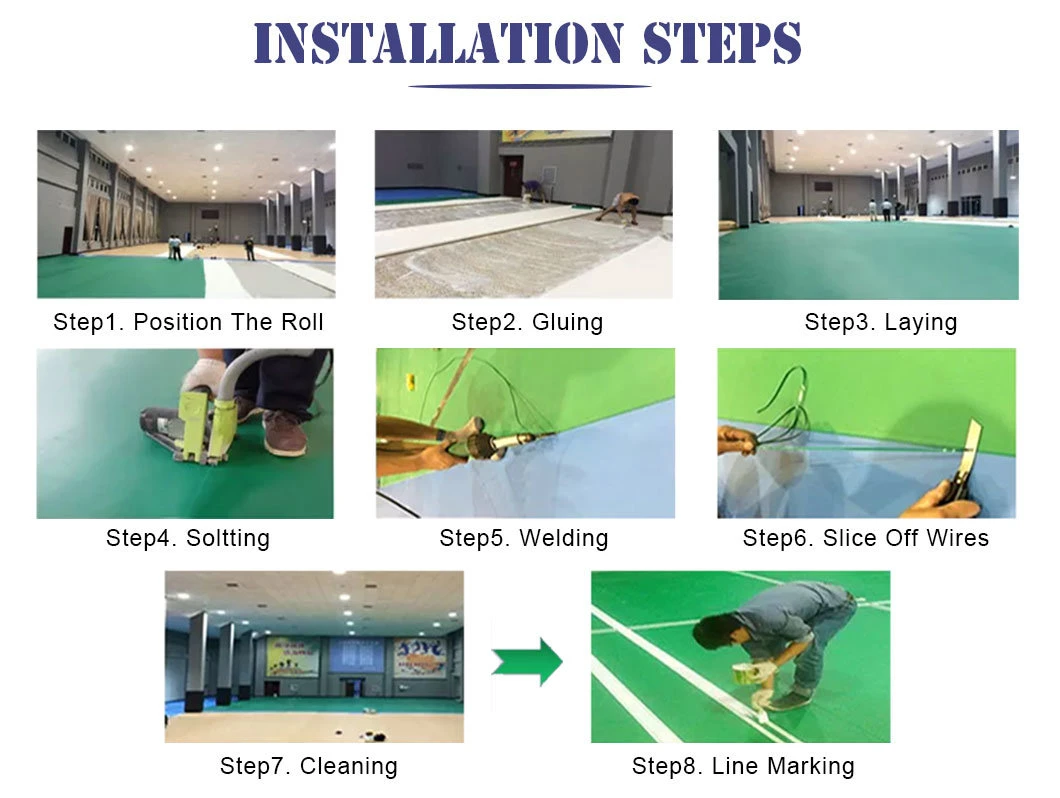 Abrasion Resistance Indoor Sport PVC Waterproof Flooring for Badminton/Basketball Court