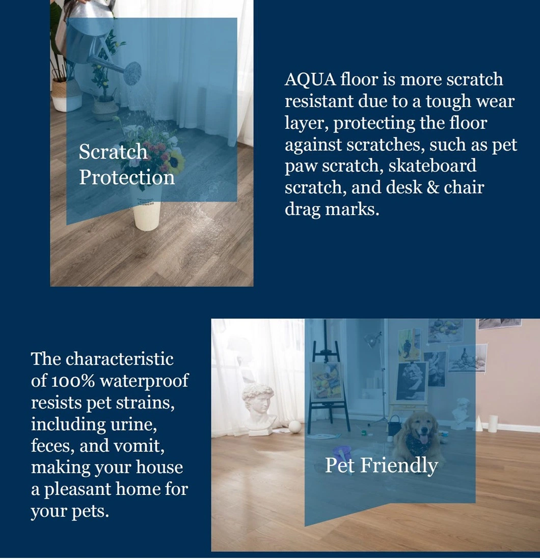 Wearproof Non-Slip Direct Waterproof Vinyl Flooring Anti-Scratch Painted Groove Laminate PVC/WPC/Lvp/Spc Flooring