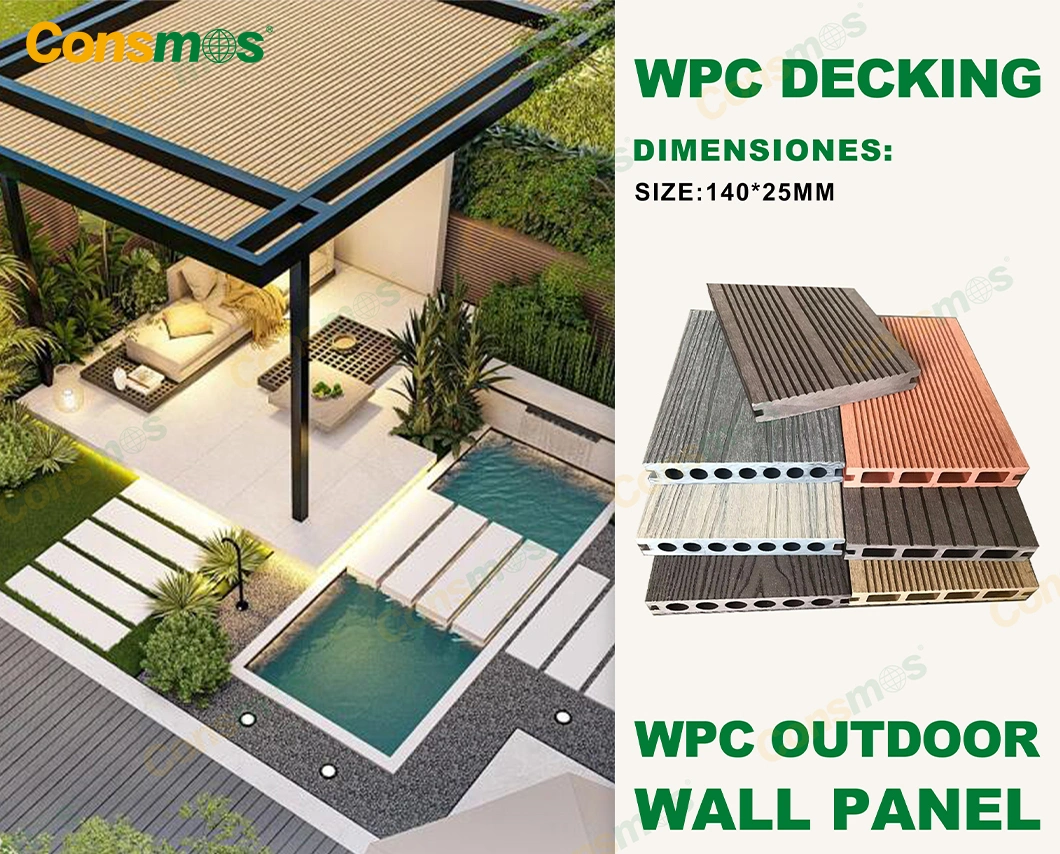 Consmos Outdoor Flooring Wood Plastic Material Stone Composite Board Timber Decking Patio Tiles165*25mm