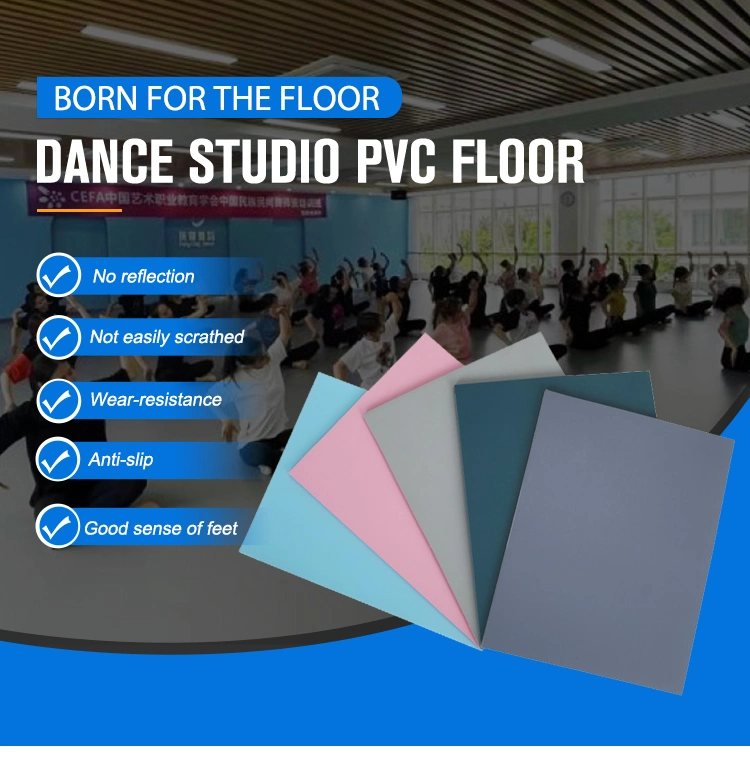 Luxury Vinyl Sheet PVC Dance Flooring for Indoor Fitness Gym Center School College Yoga Dance Room