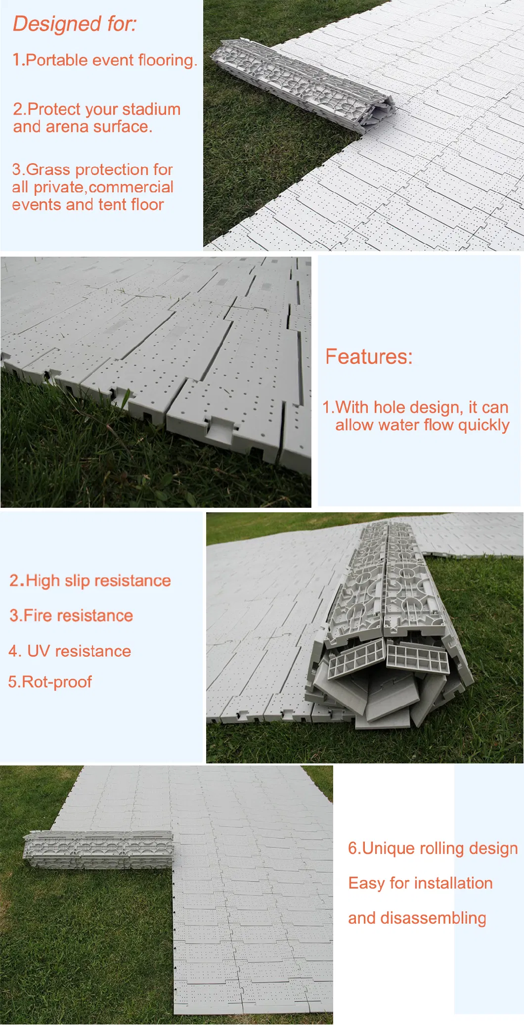 2024 New Portable Tent Flooring Turf Protection Plastic Floor Covering for Event Use Turf Protection Event Deck Tiles Flooring Portable Tent Flooring