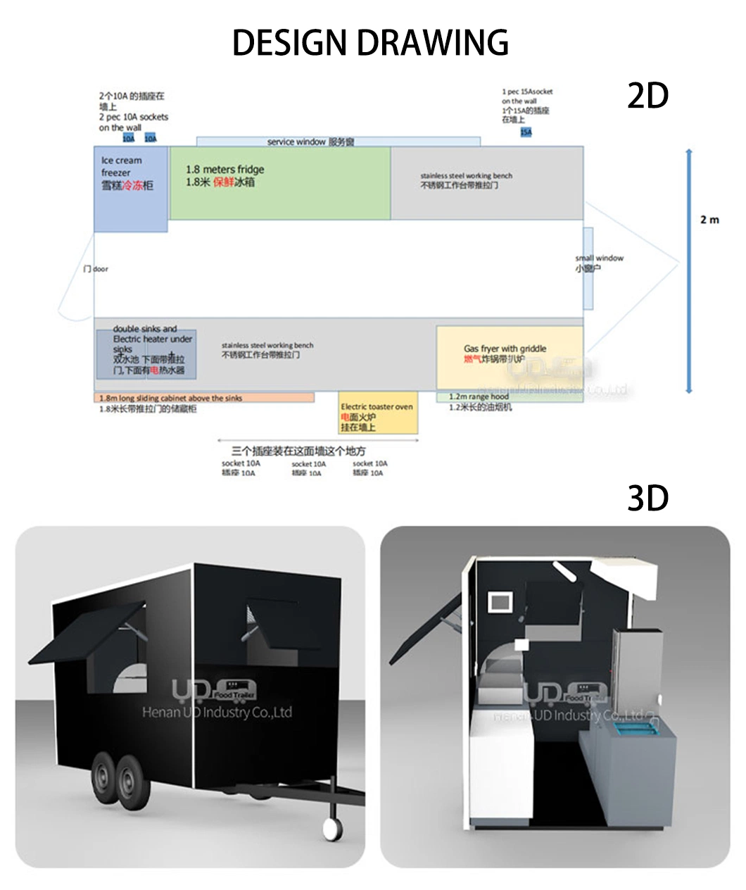 Customized Size Vintage Food Truck Cart Scooter Trailer Mobile Food Vending Hot Dog Stand Mobile Food Trailer