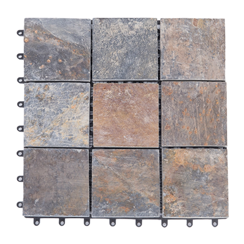 Outdoor Decorative Deck Tile Interlocking Snap System Slate Stone Tile