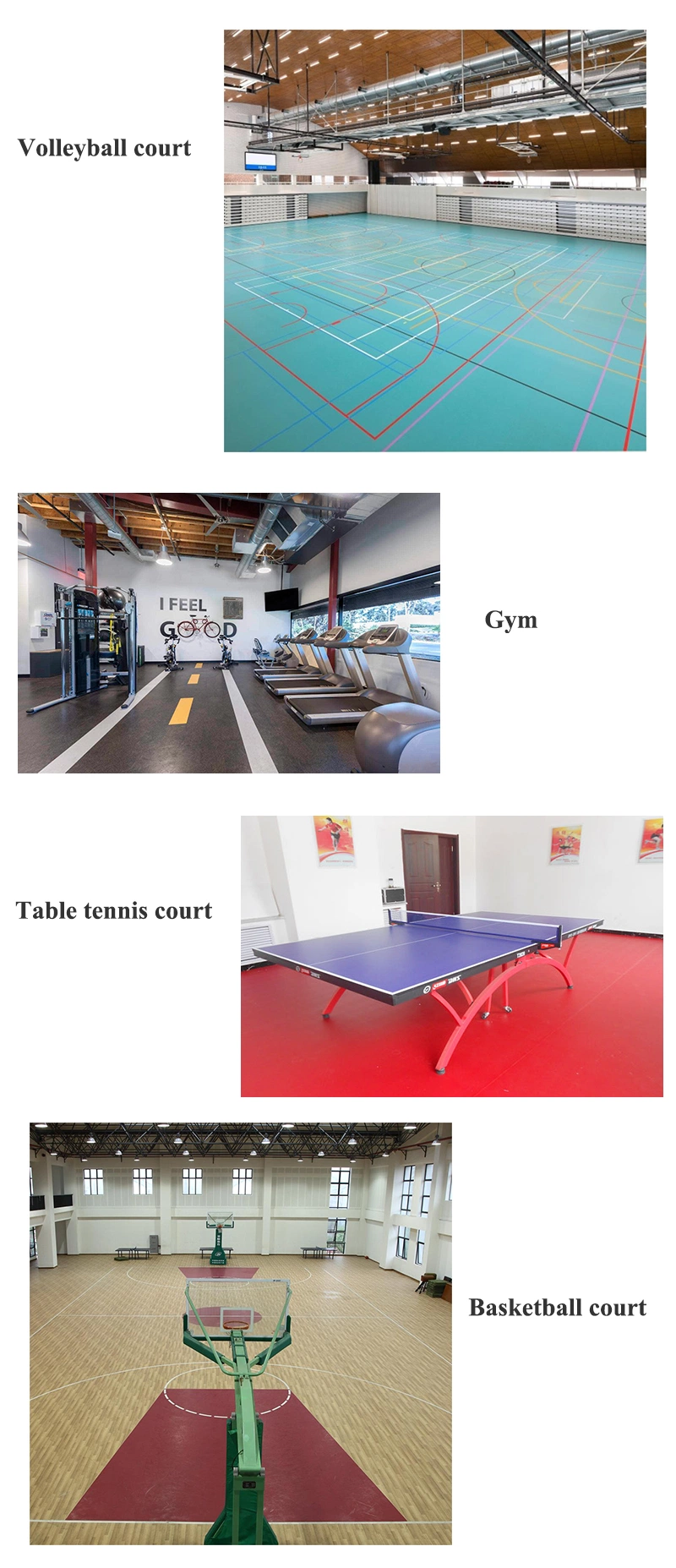 China Supplier Waterproof Non-Slip Vinyl Flooring PVC Sports Floor for Badminton Court