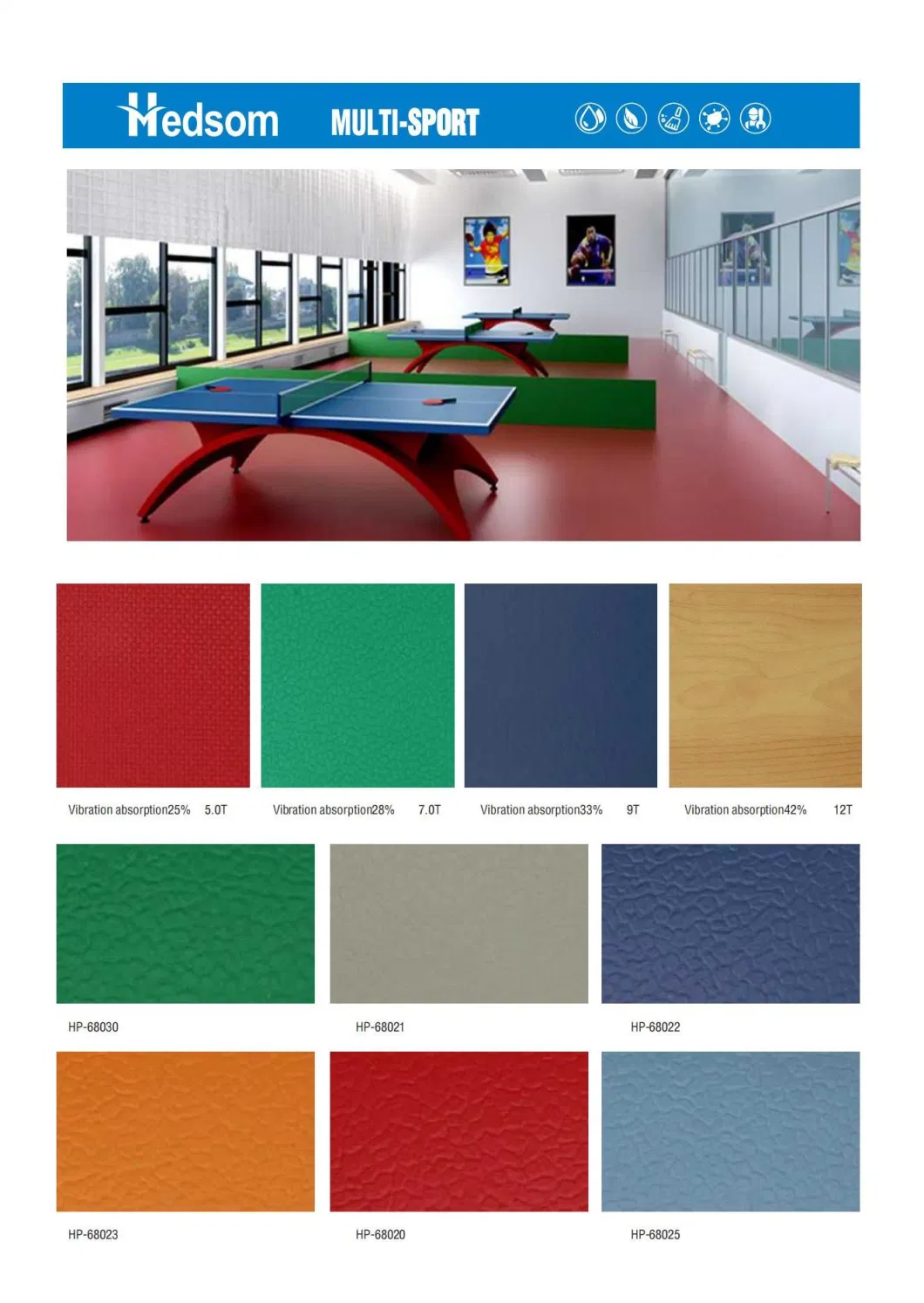 Direct Supplier PVC Floor Anti-Slip Sports Court Basketball Volleyball Court Vinyl Coil Flooring