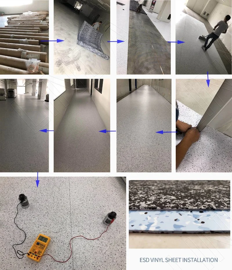 Anti Static Conductive PVC Flooring Homogenous Vinyl Sheets