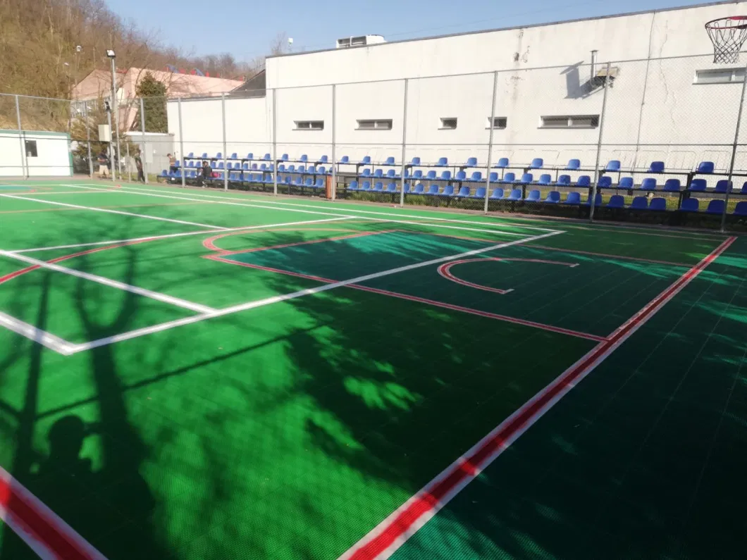 Portable PP Sport Interlocking Floor Tiles for Basketball Court with Logo &amp; Line Marking