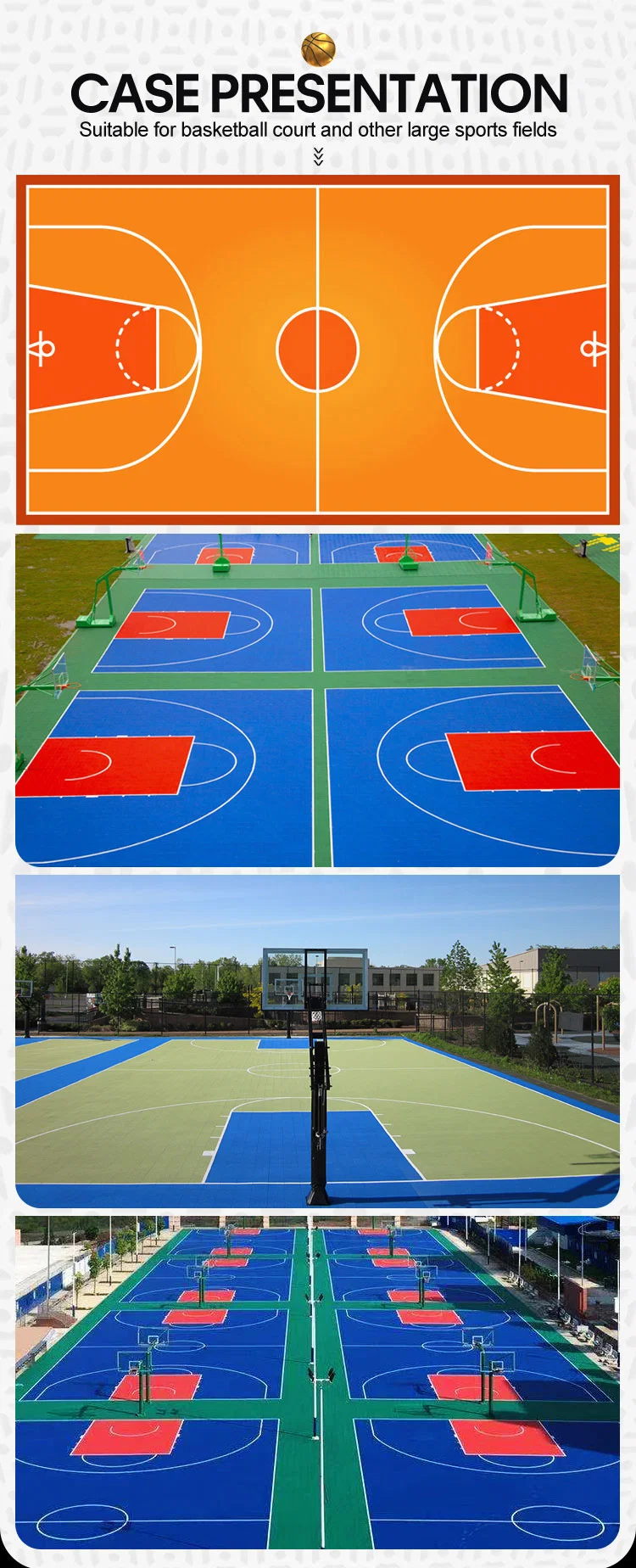 250*250*120mm PP Plastic Interlocking Floor Tiles Outdoor Sports Flooring for Sport Complex