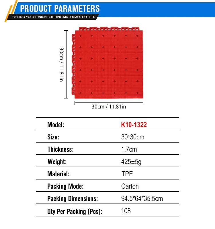 Multi-Sport Court Interlock Flooring Tiles for Outdoor Basketball Roller Skate Pickleball