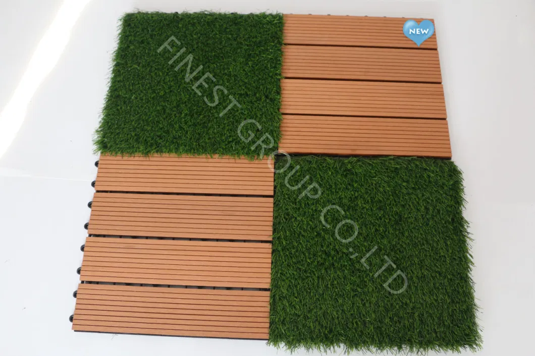 Composite Interlocking Deck Tile, Artifical Grass 300X300, Self-Draining Artifical Grass Mat, Easy Installation Lawn Turf Tile