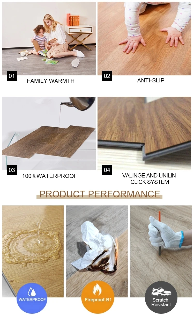 Waterproof PVC Wood Unilin Click Lvt Flooring PVC Floor Tile Vinyl Flooring Chinese Suppliers