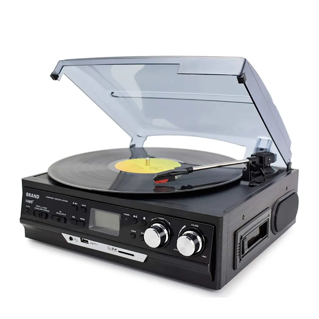 45 Rpm SD USB Vinyl Turntable Phonograph Player Stereo Cassette Tape Player