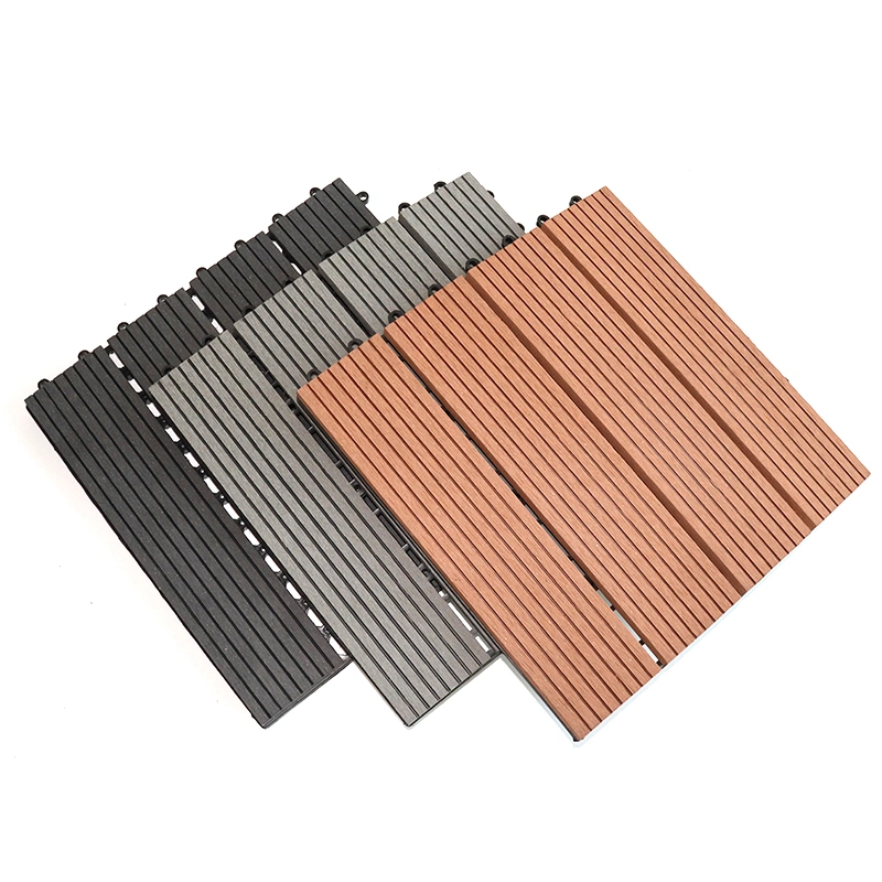 Waterproof Anti-Fade Anti-UV Wood Plastic Composite Interlock Terrace Decking Tile Interlocking Patio Deck Tiles