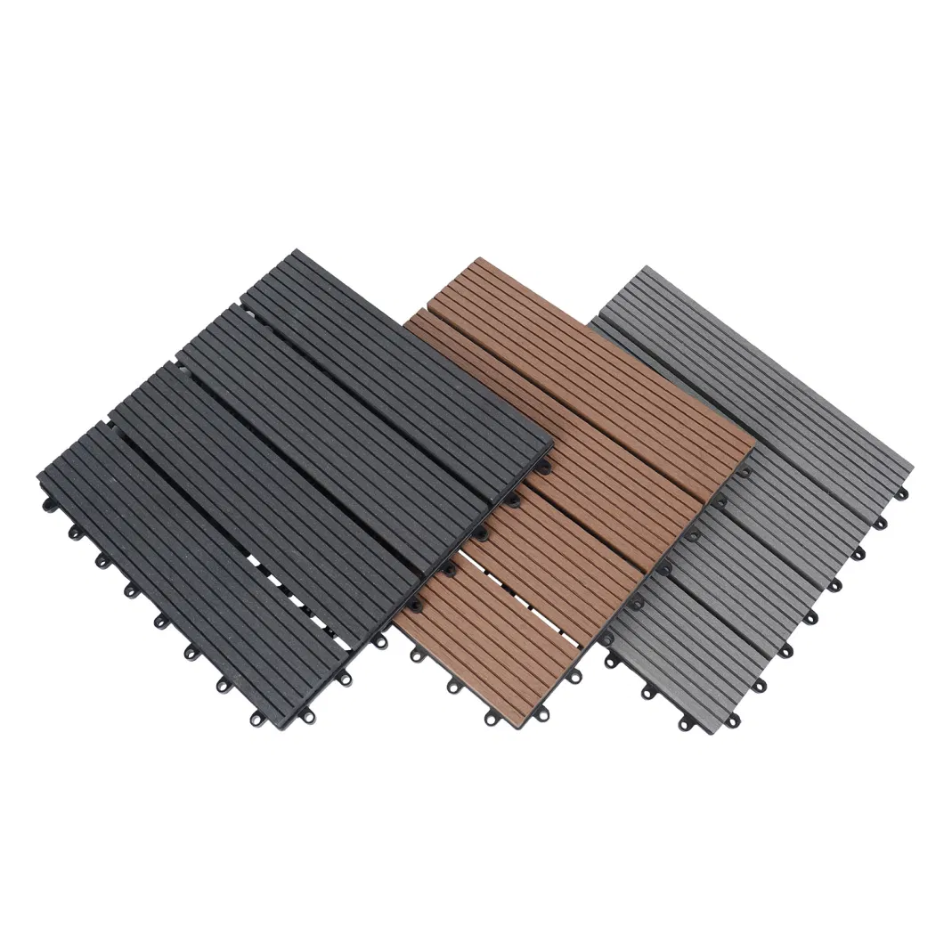 Waterproof Garden Swimming Pool DIY Plastic Base Interlocking Floor WPC Composite Teak Wood Decking Tiles