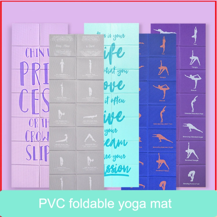 China Wholesale Non-Slip Logo Print Acceptable Foldable Yoga Mat and PVC Yoga Mat