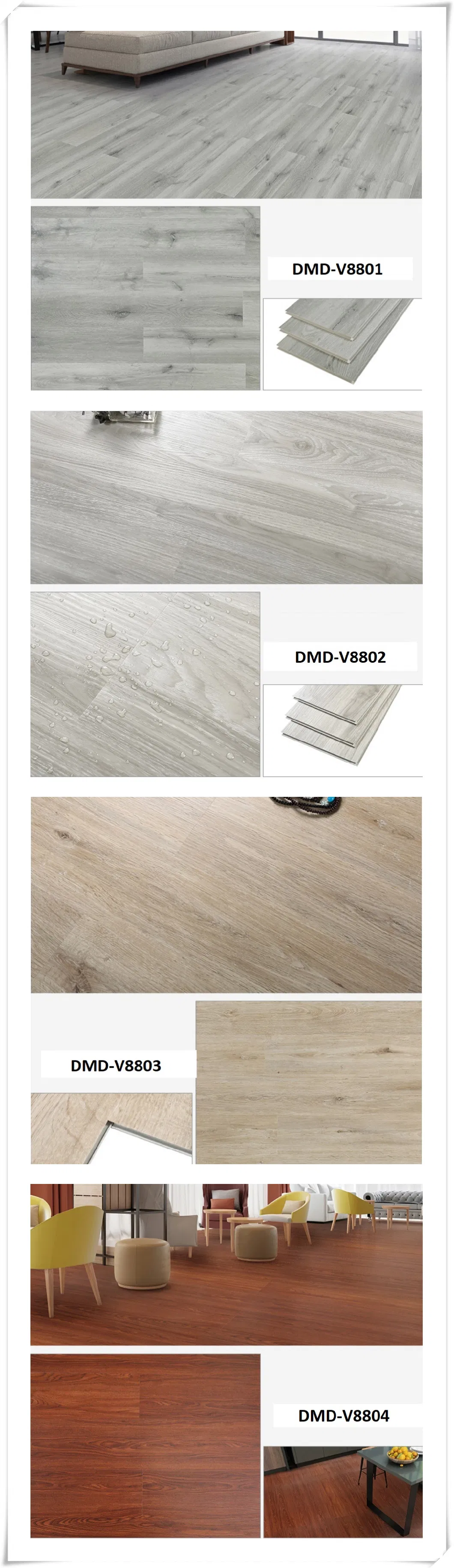 Wonder Floor PVC Vinyl Flooring Waterproof Lvt Spc Floor for Bathroom PVC Tile with Click Laminate Wood Color Flooring