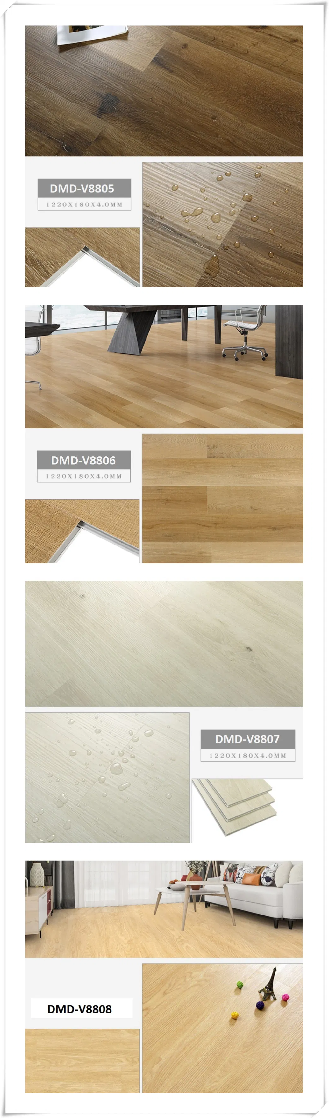 Wonder Floor PVC Vinyl Flooring Waterproof Lvt Spc Floor for Bathroom PVC Tile with Click Laminate Wood Color Flooring