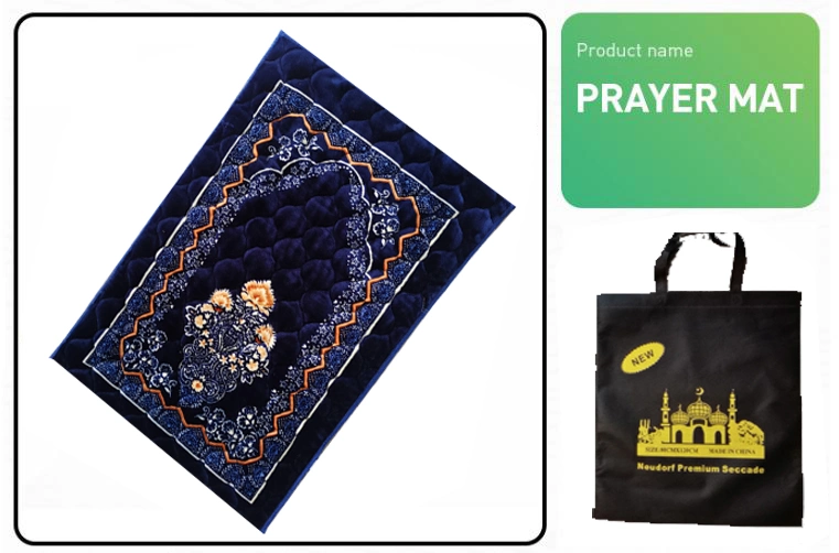 Factory Supplier for Quality Quilted Turkish Printed Black Prayer Mat with White Non Slip Backside for Kids