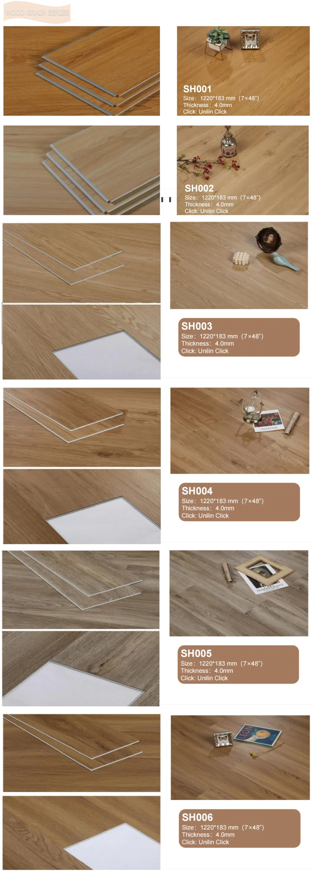 China Manufacturer 4mm 5mm 6mm PVC Material for Indoors PVC100% Environmentally Friendly Floor Tile