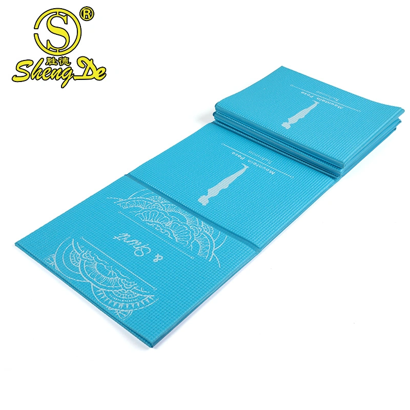 China High Density Custom Logo Non Slip 6mm Anti Fatigue Folding Foldable Gym Travel Size PVC Yoga Mat