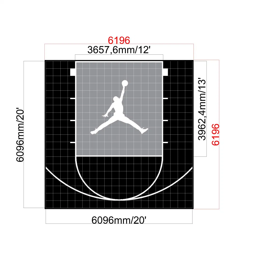 20X20 Feet Backyard Basketball Court Surfaces with Jordan Logo on It From China Cleaning Artifical