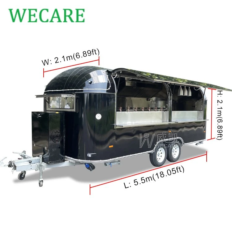 Wecare Fast Mobile Hotdog Coffee Cart Street Food Van Vintage Ice Cream Food Truck Pizza BBQ Food Trailer