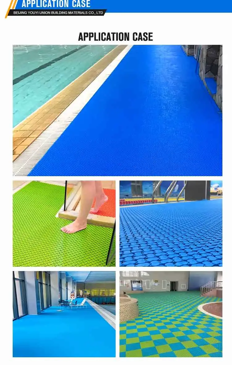 Flexible PVC Anti Slip Mats Modular Interlocking Industrial Anti Fatigue Anti Microbial Bathroom Pool Flooring