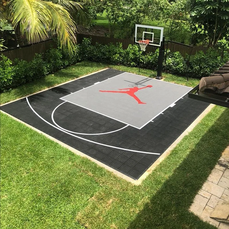 20X20 Feet Backyard Basketball Court Surfaces with Jordan Logo on It From China Cleaning Artifical