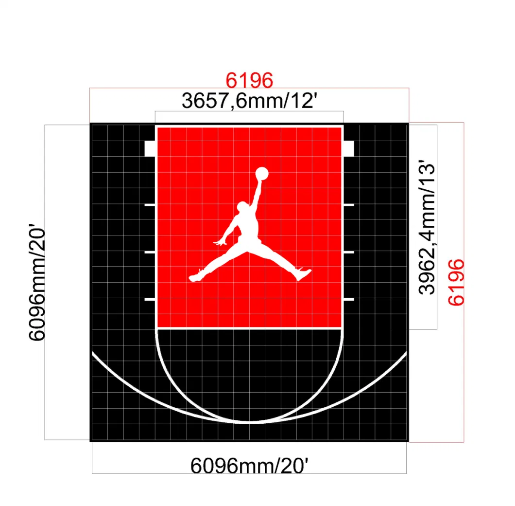 20X20 Feet Backyard Basketball Court Surfaces with Jordan Logo on It From China Cleaning Artifical