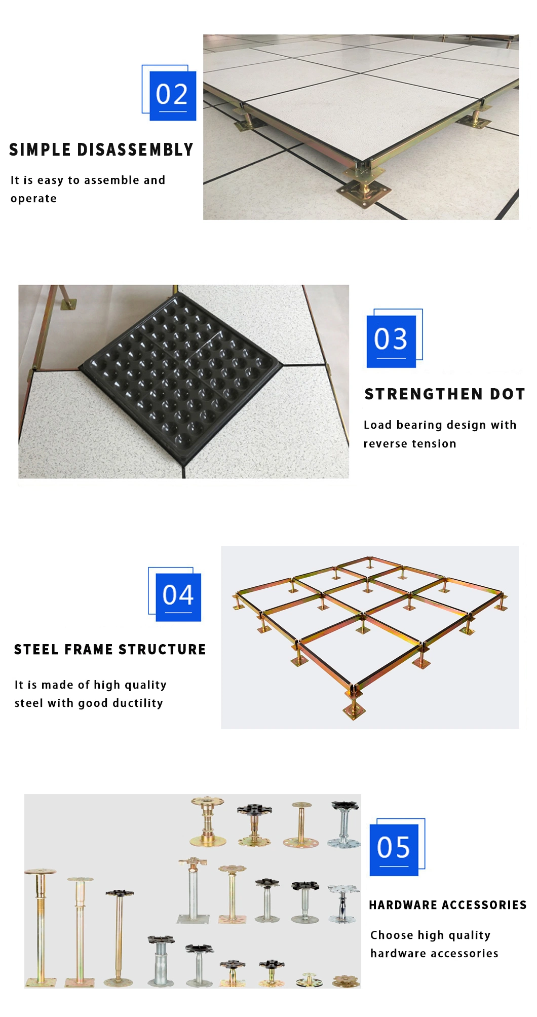 Factory Price Anti Static HPL/PVC Steel Cementitious Aluminum Plastic Composite Raised Floor