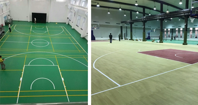 New Launch Synthetic PVC Wood Grain Tiles Sports Vinyl Basketball Court Flooring