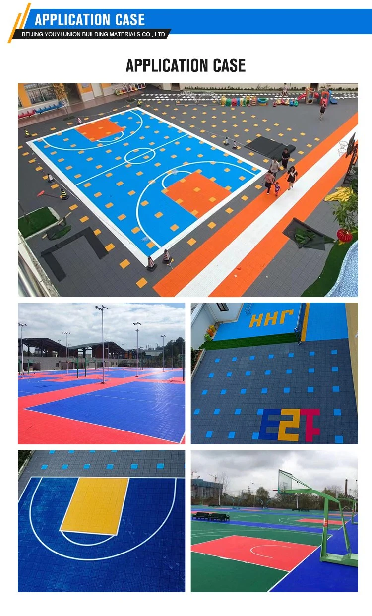 Po Soft Double Layer Plastic Grid Tile Modular Outdoor Sports Volleyball Tennis Badminton Court Click Locking Flooring Tile