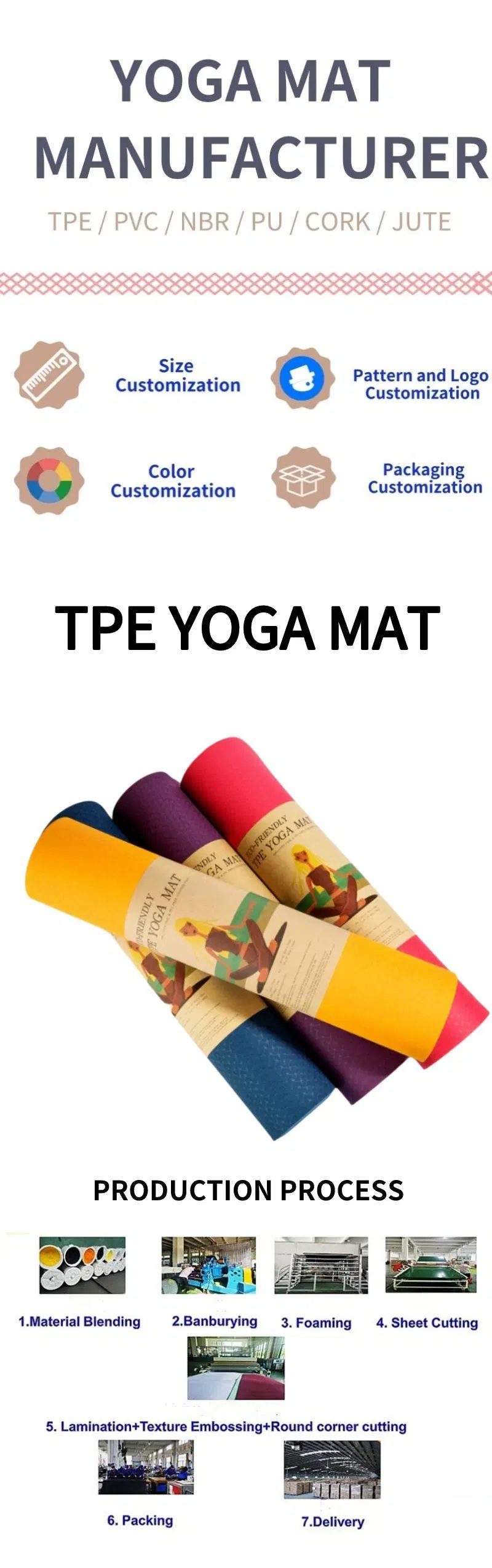 Guangdong Manufacturer Eco Friendly Two-Color Non-Slip 6mm Home Fitness TPE Foam Yoga Mat for Women