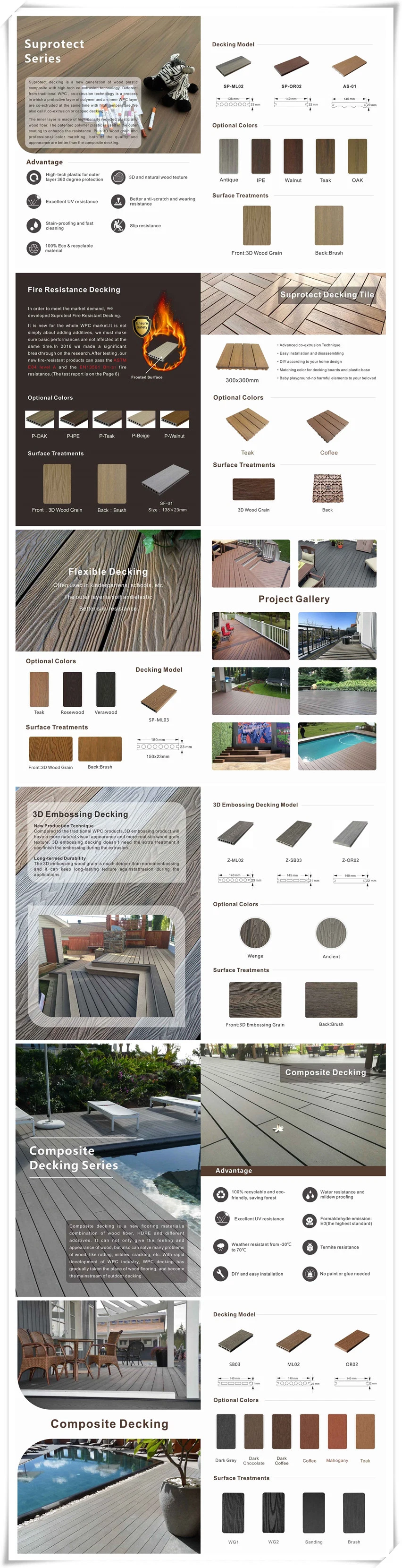 Outdoor Plastic Wood Composite Deck Tiles WPC Interlocking Tiles