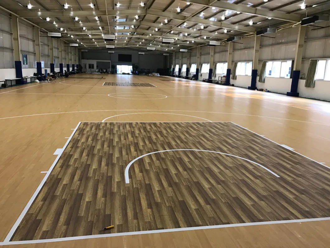 New Launch Synthetic PVC Wood Grain Tiles Sports Vinyl Basketball Court Flooring