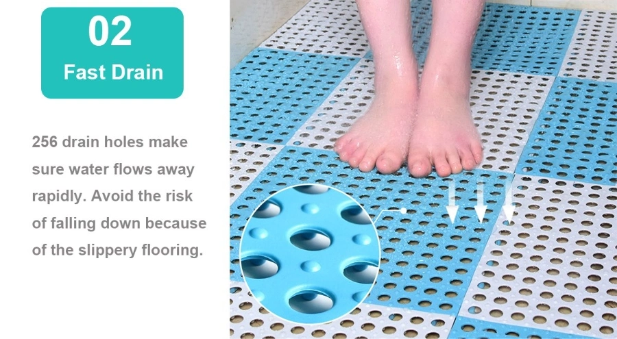 Hebei Elric High Quality PVC Round Hole Indoor Bathroom Non-Slip Drainage Interlock Floor Mat