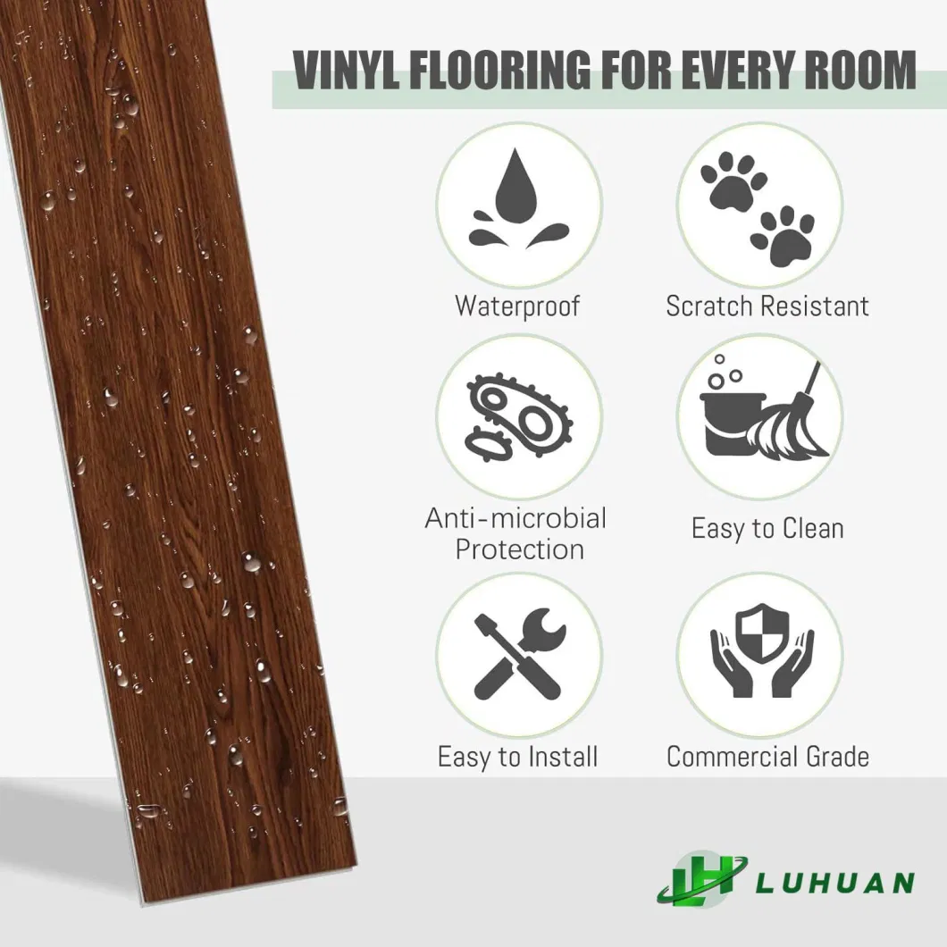 China Wholesale Non-Slip Waterproof Click Lock 5mm Spc/PVC/Lvt/Luxury Plastic Vinyl Plank/Planks Engineered Wood/Wooden Parquet Floor /Flooring Tile/Tiles