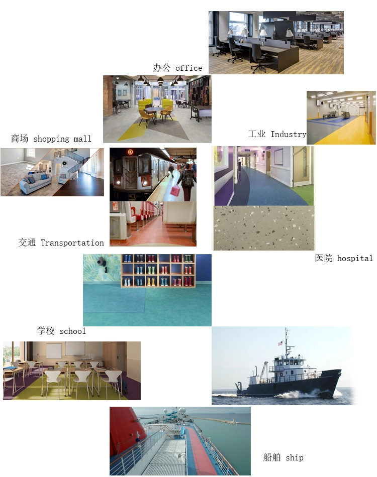 Commerical Wholesale Price Anti-Slip Homogeneous Vinyl PVC Sheet/Roll Flooring for Hospital