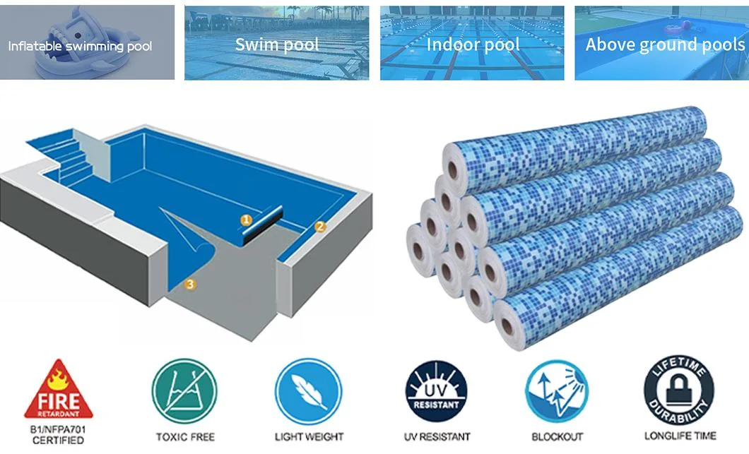 1.2mm 1.5mm Mosaic PVC Vinyl Pool Liner Material Plastic Swimming Pool Liner