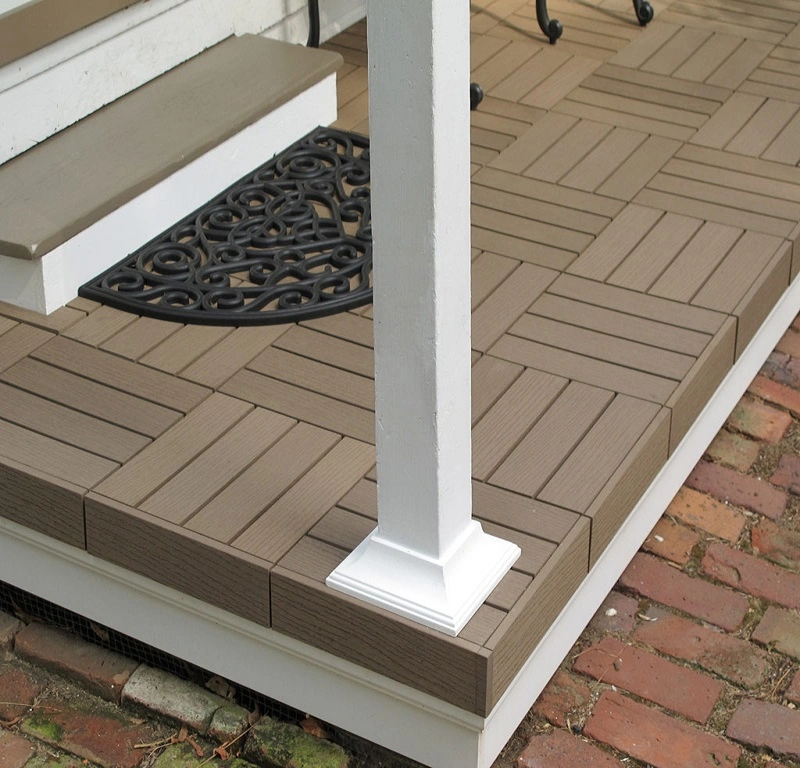 300*300 mm Quick Installation Low Maintenance Waterproof Anti-Fade Wood Plastic Composite WPC Interlocking Patio Deck Tiles