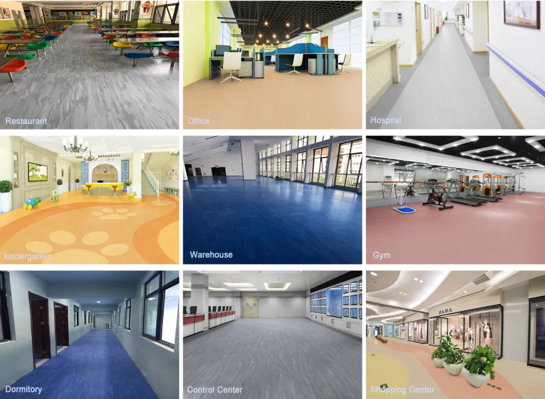 Homogeneous PVC Commercial Flooring Vinyl Floor for Gym Flooring